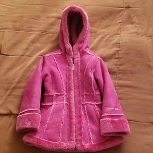 Toddler Girl's Suede and Plush Winter Coat